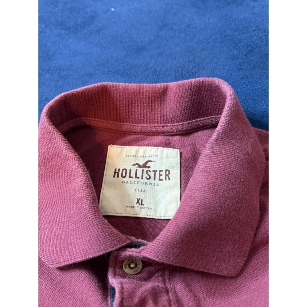 Hollister California Epic Flex Polo Shirt Maroon Slim Fit Mens XL